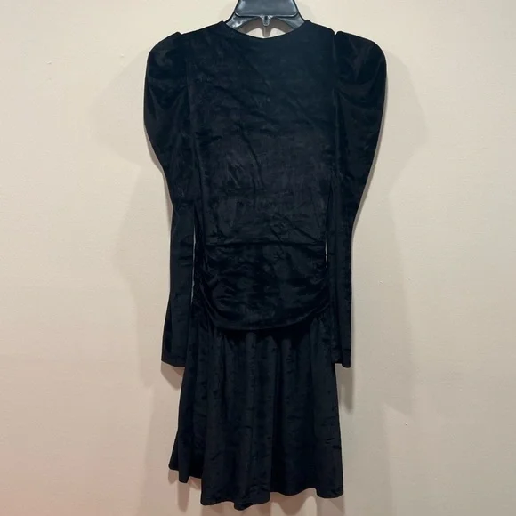 & Other Stories Puff Shoulder Long Sleeve Velvet Black Dress Romantic Goth - Picture 7 of 9